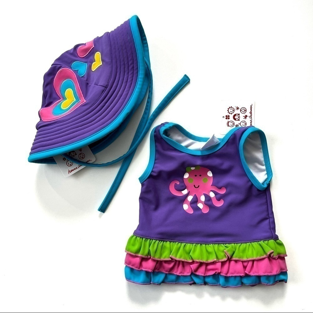 NWT Hanna Andersson Baby Swim Sun Tankini Top w/Hat